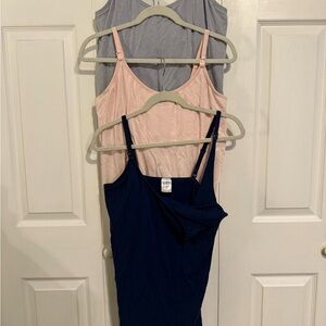 Set of 6 Nursing camisoles from Amazon - 2 Pink, 1 Gray, 1 Navy, and 2 black